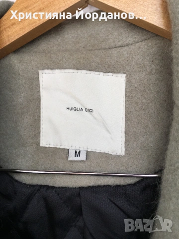 Вълнено палто цвят светла мента със сиви отенъци, М, снимка 3 - Палта, манта - 53089654