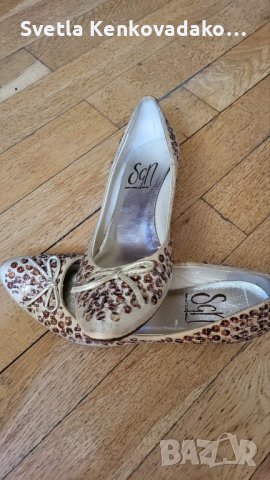 Дамски обувки  елегантни златисти пайети и ток, снимка 2 - Дамски обувки на ток - 41320163