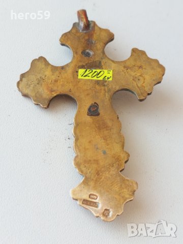 Много рядък бронзов кръст с трицветен емайл.Царска Русия 1877г., снимка 3 - Други ценни предмети - 40955582