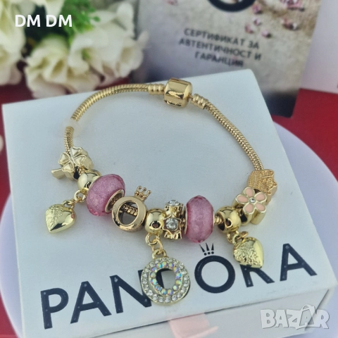 Гривна “Pink Royal Crown” Пандора стил с 18k позлата 