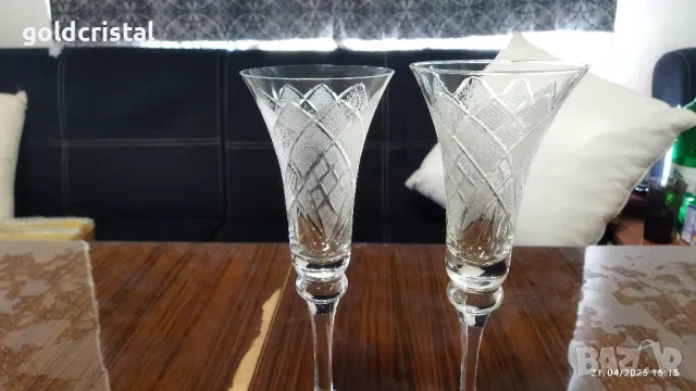 кристални сватбени чаши , снимка 3 - Сватбени аксесоари - 50104671