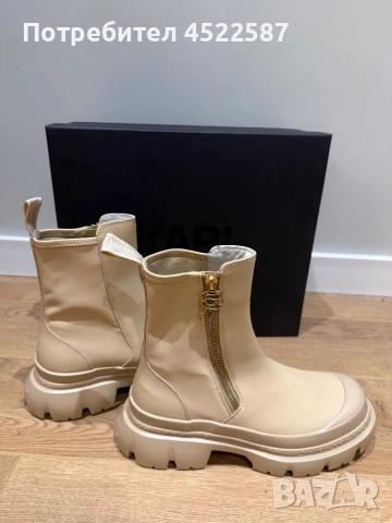 Karl Lagerfeld бежови масивни боти, снимка 4 - Дамски боти - 52339884