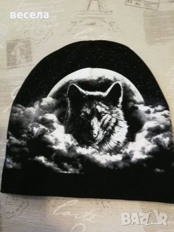 Нови памучни шапки, черни, с картинка  куче, памучна еластична материя