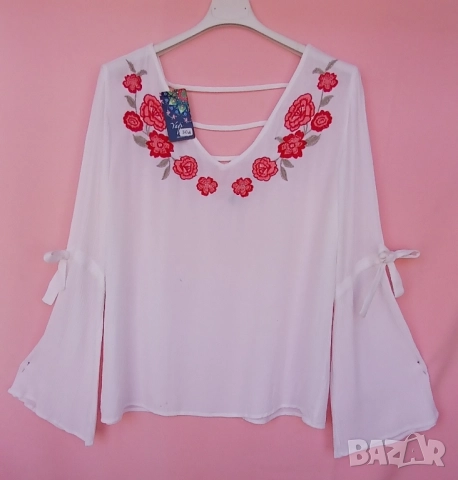 Дамска бродирана кенарена риза подходяща и за народното творчество., снимка 3 - Ризи - 51482370