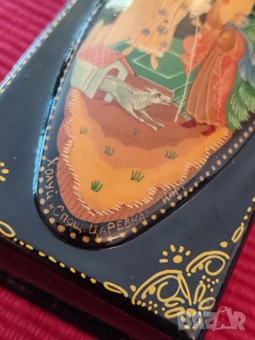 Стара руска лакирана кутийка, авторска, СССР. , снимка 10 - Антикварни и старинни предмети - 50641240