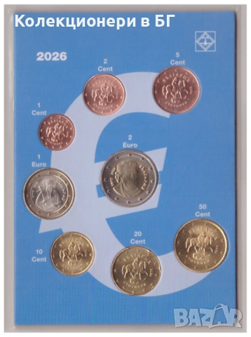СЕТ ОТ ОСЕМ ЕВРОМОНЕТИ ОТ БЪЛГАРИЯ В СПЕЦИАЛНА ОПАКОВКА "LEUCHTTURM", снимка 4 - Нумизматика и бонистика - 53077171