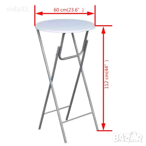 vidaXL Комплект бар маси с МДФ плот, 4 броя, бял, снимка 4 - Маси - 56147677