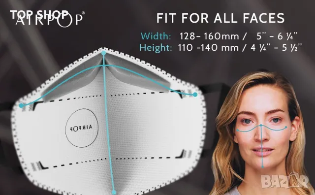 Защитна маска AIRPOP Original най- висок клас, снимка 9 - Медицински консумативи - 48763297