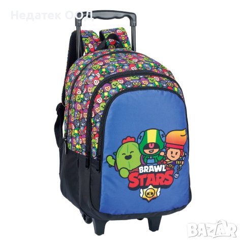 Ученическа раница с колелца, Brawl Stars, 16х30х40см, Многоцветна