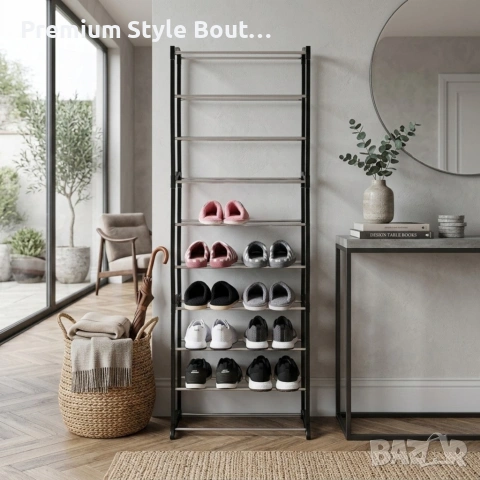 Метален органайзер за обувки XXL, 10 нива, за 30 чифта, снимка 7 - Други машини и части - 53780917