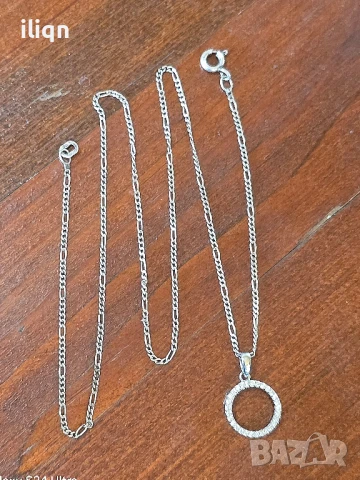 Сребърен синджир с висулка. 45см. Цена 24,99лв. За Севлиево безплатна доставка.