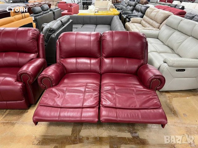 Червени дивани две двойки - естествена кожа, снимка 12 - Дивани и мека мебел - 39711833