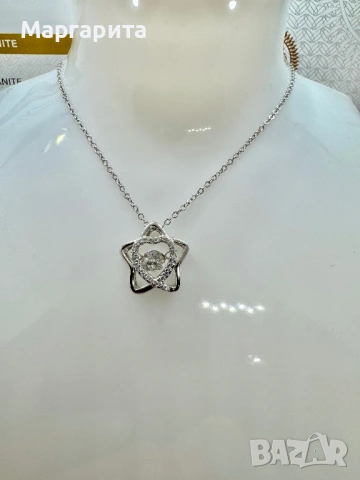 Сребърно колие с мойсанит (диамант) 0.5 катата