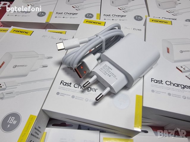 ЗАРЯДНО fast charge 18W USB + USB-type-c cable, снимка 2 - Кабели и адаптери - 44150656