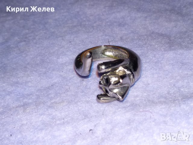 СТАР МЕДЕН НИКЕЛИРАН ФИГУРАЛЕН ВИНТИДЖ АРТ ПРЪСТЕН КОТЕ 38736, снимка 15 - Пръстени - 41761506