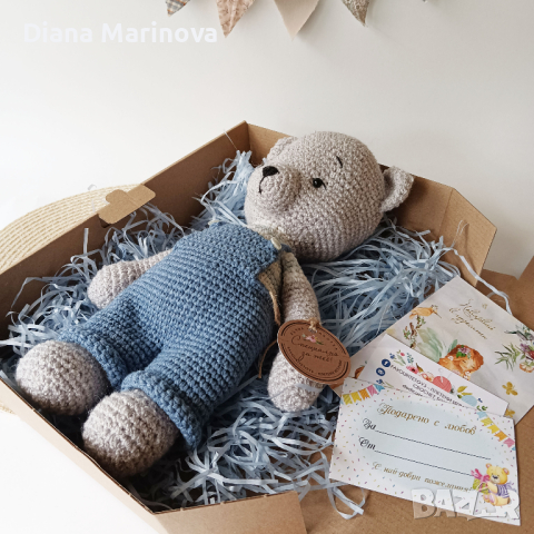 Мече с панталонки, плетени играчки, играчка ръчна изработка, плетено мече, снимка 5 - Други - 44601226