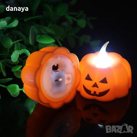 4109 Мини електронна свещ Тиква Halloween декорация, снимка 5 - Декорация за дома - 42491289