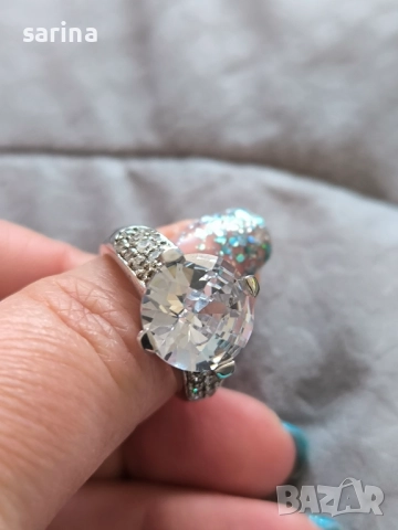 Сребърен пръстен с камък, снимка 10 - Пръстени - 52935615