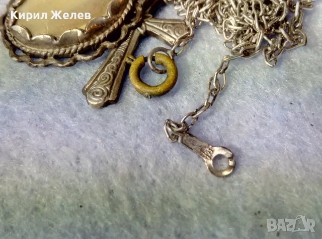 Старинно СРЕБЪРНО КОЛИЕ СРЕБЪРЕН КРЪСТ и СЕДЕФЕН СРЕБЪРЕН ПЕНДАНТ СРЕБРО 925 ВЕРИЖКА 950 ПРОБА 49838, снимка 3 - Антикварни и старинни предмети - 49274629