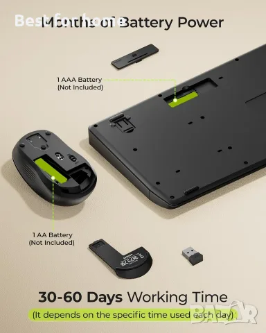 Комплект безжична Bluetooth клавиатура и мишка seenda COE200, QWERTY UK, снимка 6 - Клавиатури и мишки - 55930129