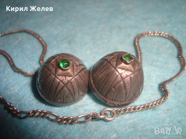 2 УНИКАЛНИ СТАРИ СРЕБЪРНИ УКРАШЕНИЯ с ЕМЕРАЛД СМАРАГД РЪЧНО ОРНАМЕНТИРАНИ с ЩЕМПЕЛ на АТЕЛИЕТО 26341, снимка 6 - Антикварни и старинни предмети - 34853404