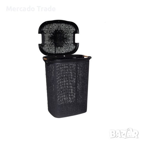 Декоративен кош Mercado Trade, За пране, Пластмаса, Черен, снимка 3 - Органайзери - 41870357