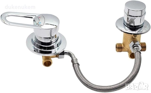 3-пътен месингов смесител за душ – с керамичен клапан, хром