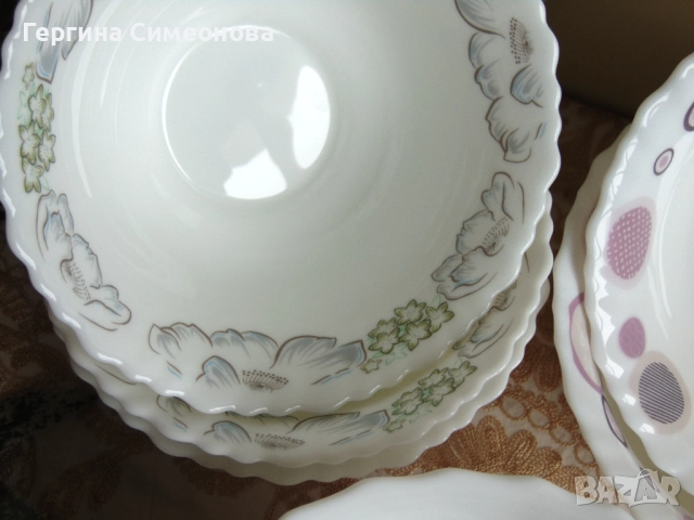 Осем купи френски аркопал, снимка 3 - Чинии - 52641726