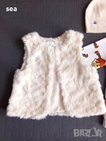 СЕТ пухкаво елече H&M , ватирана блузка H&M и шапка Benetton 5-6 г., снимка 2 - Детски Блузи и туники - 52446193