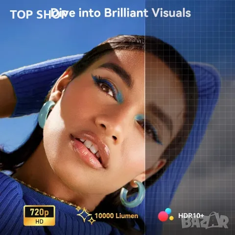 Мини проектор, Android TV 11.0, Преносим с Wifi и Bluetooth 5.2, 1080Р, снимка 2 - Плейъри, домашно кино, прожектори - 49520163