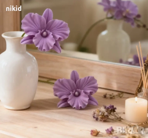 3D Орхидея цвете силиконов молд форма фондан гипс свещ смола украса шоколад, снимка 2 - Форми - 52765396