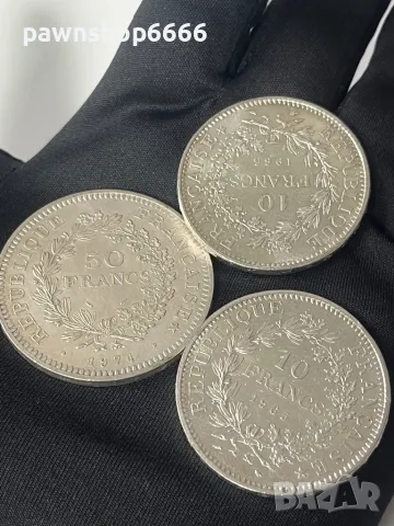 Сребърни монети Херкулес 10 и 50 francs, снимка 13 - Нумизматика и бонистика - 48036315