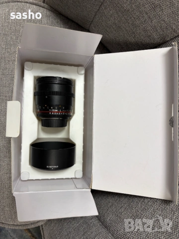 Обектив Samyang 85mm T1.5 VDSLR (Nikon F) – Отличен за портрети, снимка 7 - Обективи и филтри - 53611374