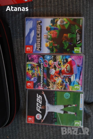 Nintendo Swich oled нинтендо + racing wheel pro deluxe super mario kart с няколко игри и кейс, снимка 6 - Nintendo конзоли - 53590437