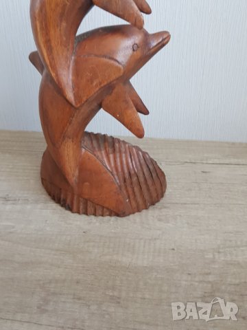 Дървена фигура -делфини, снимка 2 - Антикварни и старинни предмети - 34600793