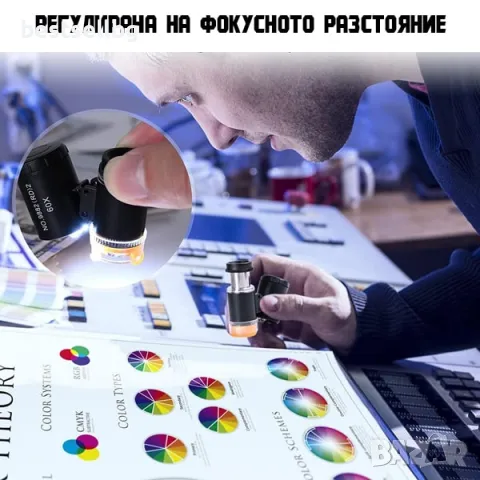Микроскоп с UV и LED осветление лупа голямо увеличение 60X платки деца, снимка 6 - Други инструменти - 47591077