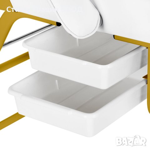 Фиксирана кушетка 557G - бяла/черна със златиста рамка 184 x 60/80 x 76 см, снимка 10 - Кушетки - 41678454