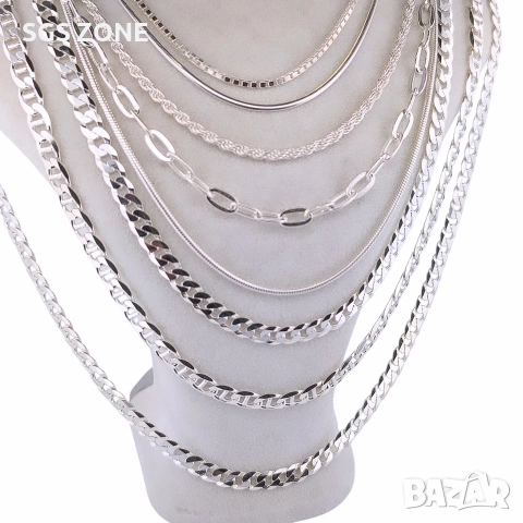 Голяма сребърна верижка от Италия с родиево покритие, снимка 6 - Колиета, медальони, синджири - 53124967
