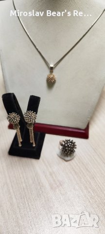 Сребърен Комплект " Стихия " , размер на халката 19мм , снимка 5 - Колиета, медальони, синджири - 42491063