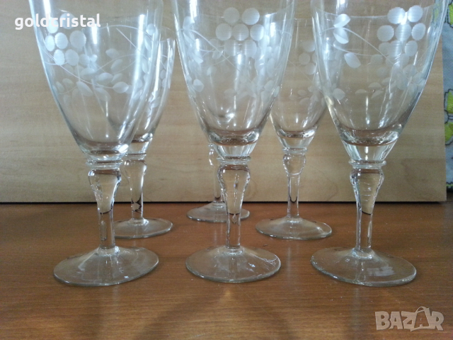 Ретро стъклени чаши гравирани , снимка 5 - Антикварни и старинни предмети - 44927625