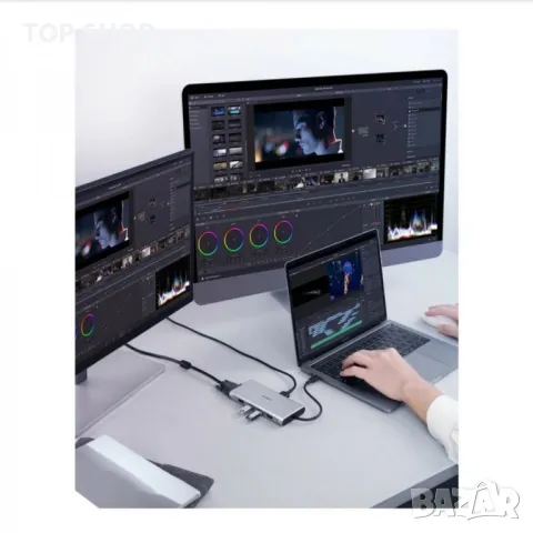 AUKEY CBC89 10 в 1 USB C хъб с 4K HDMI и VGA сребрист, снимка 2 - Дънни платки - 48777168