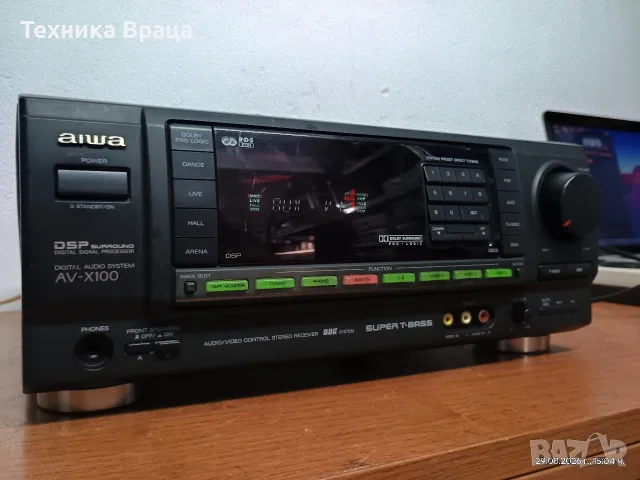 Ресивър AIWA AV-X100ES в Midi“ (компактен) размер. Изпращам видео. , снимка 2 - Ресийвъри, усилватели, смесителни пултове - 55872483