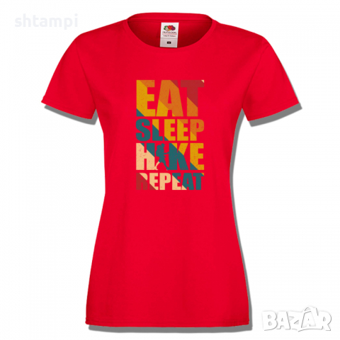 Дамска тениска Eat Sleep Hike Repeat,Изненада,Подарък,Поход,Връх,Хижа, снимка 4 - Тениски - 36373311