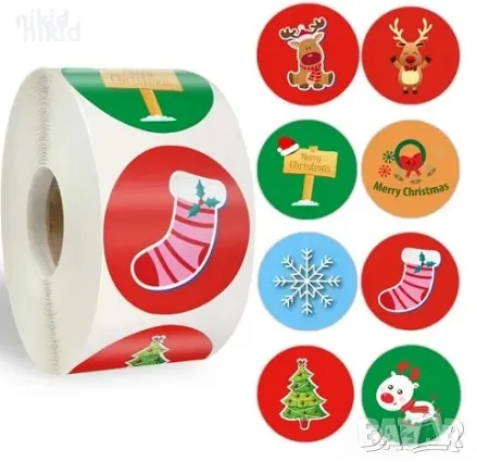 100 бр Merry Christmas Картинки Коледни малки самозалепващи лепенки стикери за ръчна изработка, снимка 8 - Други - 30859479