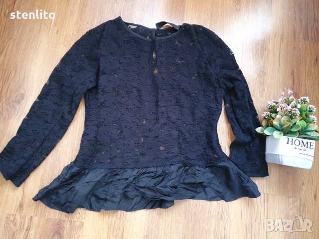 Дамска блуза черна дантела с пеплум, снимка 2 - Корсети, бюстиета, топове - 35927082
