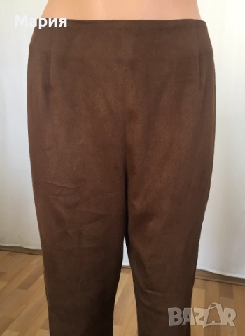 С / М Нов Дамски Панталон Yansi Fugel Имитира Велур Кафяв Есенен Зимен, снимка 7 - Панталони - 51825842