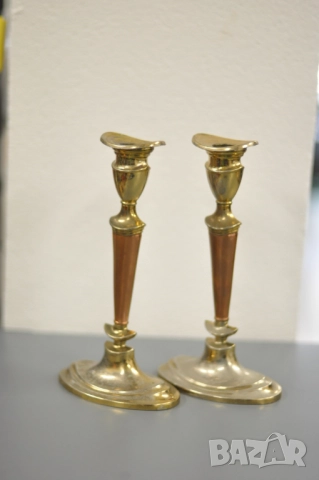 2 броя месингови свещника, снимка 4 - Декорация за дома - 52857076