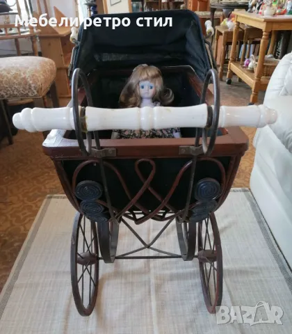 Винтидж ретро количка за кукли. Ръчно изработена от естествени материали. , снимка 7 - Детски колички - 50391214