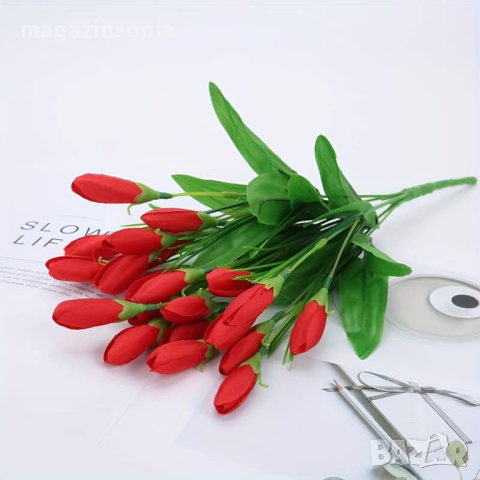 Букет красива изкуствена магнолия в различни цветове, снимка 7 - Изкуствени цветя - 44673497