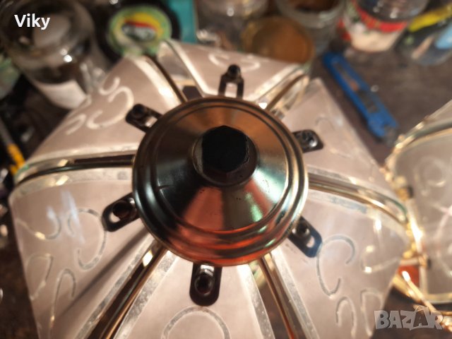 Порцеланови руски съветски нощни лампи с витраж трипозиционни уникат, снимка 8 - Колекции - 42299075